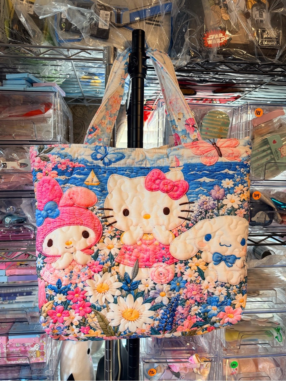 #FAM- 6787 Quilted Tote Size G625, padded, Hello Kitty  Melody Cinnamoroll